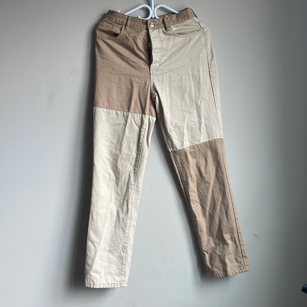 Nude and brown coloured Dad Jeans